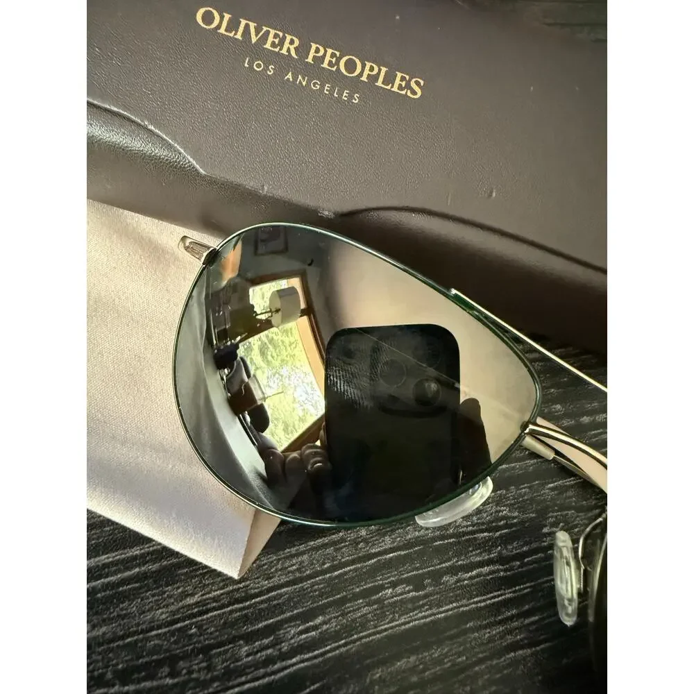OLIVER PEOPLE Benedict Polarized Green & Gold Sunglasses (59 x 16)